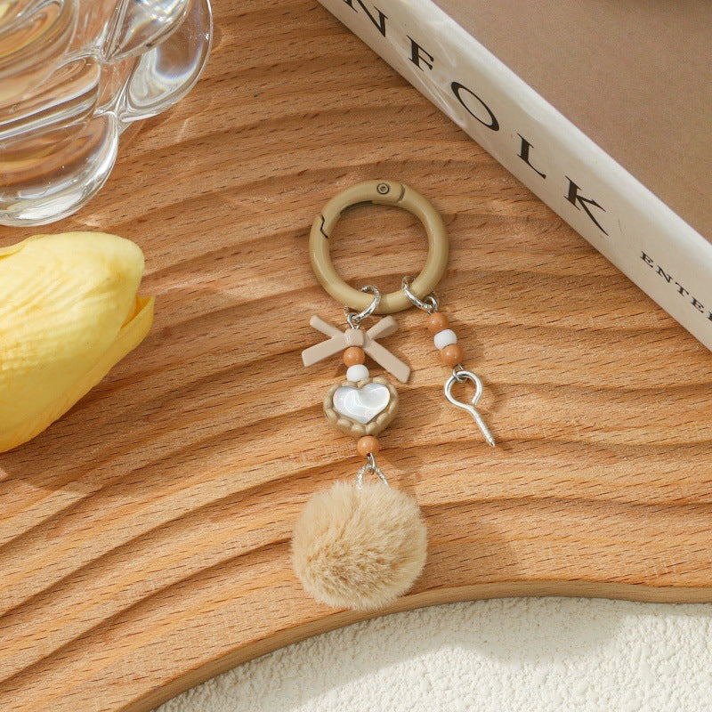 Wholesale 5pcs Creative hair ball beaded DIY keychain